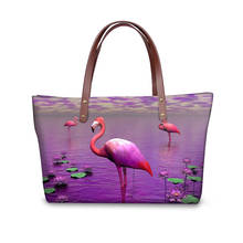 Haoyun bolsa de mão feminina de desenho animado, bolsa de ombro de meninas com estampa de animais, bolsas de design kawaii flamingos para mulheres, bolsa de grande capacidade 2024 - compre barato