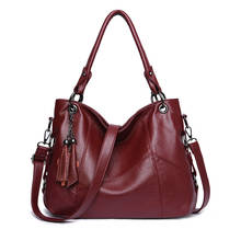 Bolso grande de cuero para Mujer, bolsa de hombro de lujo, rojo, negro, azul marino, Morado, 2021 2024 - compra barato