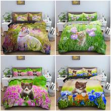 3D Animal Duvet Cover Set Cute Cat Bedding Set With Pillowcase Twin Double Full Queen King Size Comforter Cover 2/3 PCS 2024 - buy cheap