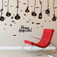 Pingente de abóbora de halloween, faça você mesmo, janela, fundo, parede, adesivo de parede pvc 2024 - compre barato