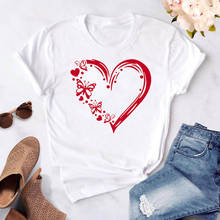 Butterfly and Red Heart Print  T Shirt Fashion Women T Shirt Female Short Sleeve Tops  Ladies White Tee Shirts Woman Cute Tshirt 2024 - buy cheap