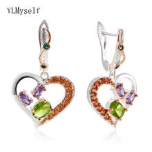 Pendientes colgantes con forma de corazón para mujer, joyería colorida, joyería dulce, regalo para fiesta 2024 - compra barato