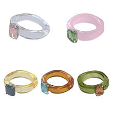 Anillos redondos geométricos de resina coreana, anillos de gelatina de Color Y2K para mujeres y niñas 2024 - compra barato