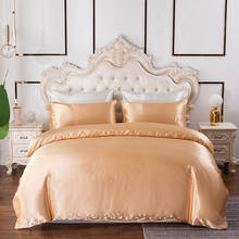 Conjunto de cama luxuoso, cor cetim de seda artificial, cor ouro, casal, queen, king, capa de edredom, 200x200, roupas de cama 2024 - compre barato