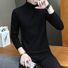 Suéter masculino gola alta preto, pulôveres de malha de marca sexy para homens, cor sólida, tricô, outono 2020 2024 - compre barato