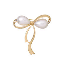 WEIMANJINGDIAN New Arrival Simulated Pearl Bow Brooch Pins for Women Dress Apparel Jewelry Accessories 2024 - buy cheap