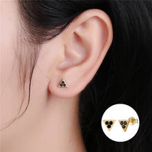 YIZIZAI Genuine 925 Sterling Silver 2021 Trendy Punk Triangle Stud Earrings Black Zircon Crystal Women Fine Party Ear Jewelry 2024 - buy cheap