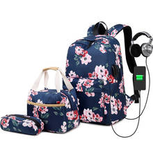 3 Pcs/set Fashion Children's School Bag USB Charging Interface Girls Backpack Large-capacity Lightweight Printing Kids Backpack 2024 - buy cheap