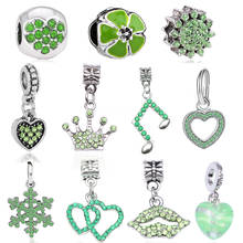 2 unids/lote de dijes de dibujos animados de flores verdes de alta calidad para pulseras de marca Original, joyería artesanal, accesorios de joyería para mujer 2024 - compra barato