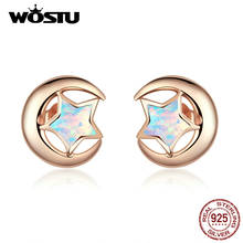 WOSTU 925 Sterling Silver Colorful Star Opal Rose Gold Stud Earrings For Women Wedding Earrings Fashion 925 Jewelry CQE816-C 2024 - buy cheap