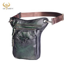 Trend Original Leather Men Design Casual Classic Shoulder Sling Bag Fashion Green Travel Fanny Waist Belt Pack Leg Bag 211-5 2024 - buy cheap