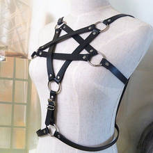 Sexy lingerie corpo bondage enjaulado bralette gótico bra ligas mulher pentagrama punk estilo pu couro sutiã cintos 2 estilos 2024 - compre barato