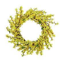 45CM Artificial Primroses Winter Jasmine Wreath Yellow Flower Front Door Hanging Wreath Wedding Party Home Decor 2024 - buy cheap