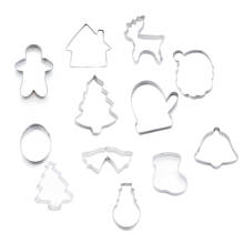 Hot Merry Christmas Stainless Steel Cookie Stamps Christmas Gloves Stocking Snowflakes Bell Cookie Mold Christmas Biscuit Mold 2024 - buy cheap