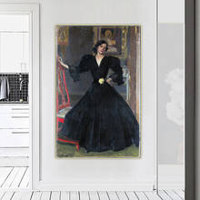 Citon Joaquin-Sorolla Clotilde Garcia del Castillo, lienzo negro de pintura al óleo, decoración de pared, decoración del hogar 2024 - compra barato