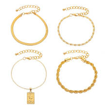 4pcs/set Gold Bracelets Sets For Women Wire Chain Pulseras Mujer Best Friends Gift Boho Jewelry Wrap Bracelets & Bangles 2024 - buy cheap