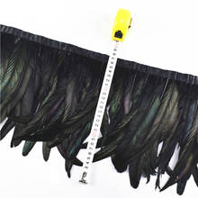 1 metros/lote 25-30cm/10-12 "preto coque galo cauda pena guarnição fita de galinha guarnições penas para artesanato vestido acessório plumas 2024 - compre barato