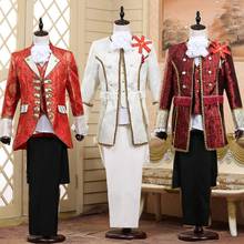 Mens Boys unisex gold suit jacket formal lapel collar dress costumes prince stage retro European stage Medieval carnival plus 2024 - buy cheap