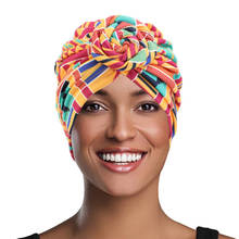 Turbante de algodão africano padrão flor turbante para as mulheres nó cabeça envoltório bandana chapéus senhoras quimio boné headwear acessórios para o cabelo 2024 - compre barato