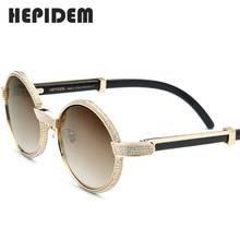 HEPIDEM Buffalo Horn Sunglasses Men Luxury Brand Designer Diamond Round Sun Glasses for Women New High Quality Shades 2024 - buy cheap