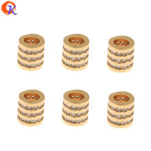 Accesorios de joyería de diseño Cordial, 20 Uds., 6x7MM, parte artesanal, chapado en oro auténtico, forma de cilindro, pendientes, abalorios de CZ 2024 - compra barato