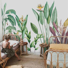 Papel de parede mural personalizado, moderno, pintado à mão, plantas tropicais, fresco, sala de estar, tv, quarto, fundo de parede, adesivos de parede 3 d 2024 - compre barato