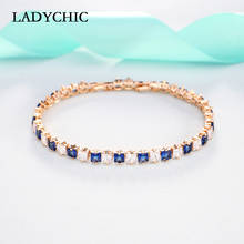 LADYCHIC-pulsera de tenis de cristal azul y transparente para hombre y mujer, brazalete de circonita de moda con diamantes de imitación, accesorios de boda, LB1026 2024 - compra barato