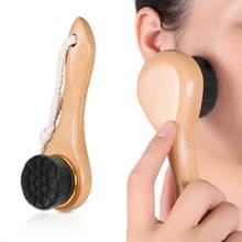 Escova de limpeza facial de madeira com cabo longo, esfregão de massagem, limpeza profunda dos poros 2024 - compre barato