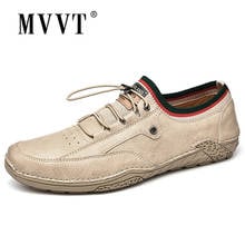 New 2021 Leather Shoes Men Loafers Soft Sole Casual Leather Shoes Comfort Driving Shoes Men Flats Walking Lace-Up Man Footwear 2024 - buy cheap