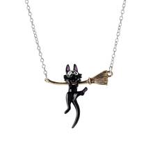 Miyazaki Hayao Kiki's Delivery Service Black Cat Pendants Necklace Cute Gigi Black Cat Hanging Wand Necklace Witches Jewelry 2024 - buy cheap