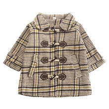 Inverno crianças jaqueta de lã nova roupa das crianças vento britânico algodão garra botão casaco meninos meninas chequered longo casaco quente x487 2024 - compre barato
