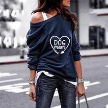 Off Shoulder Tops 2019 2019 Fashion DOG MOM Print Kawaii Sweatshirts Hoodies Loose Casual Autumn Long Sleeve Sweatshirt Hoodie 2024 - buy cheap