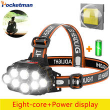 Pocketman 8 светодиодный Мощный налобный фонарь супер яркий Водонепроницаемый головной светильник USB Перезаряжаемые головкой спереди светильник головной свет лампы Головной фонарь 2024 - купить недорого