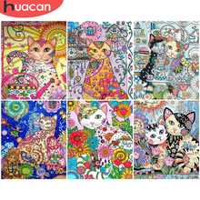 Huacan diy imagens por número gato kits de desenho em tela pintura por números animais pintados à mão imagem arte presente decoração da sua casa 2024 - compre barato