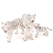 Simulation Wild White Tigers Action Figure Model Toys Tiger Cub Family Lifelike Model Educational Toy For Kids 4pcs 2024 - buy cheap