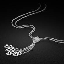 Простое женское ожерелье из стерлингового серебра 925 пробы, подвеска с бахромой, двухслойная Женская цепочка, цельное серебряное ожерелье, очаровательные ювелирные изделия 2024 - купить недорого
