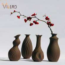 Vilead vaso de cerâmica com 4 estilos, criativos, vintage, para sala de jantar, sala de estar, marrom, vaso de flores, para decoração de home office 2024 - compre barato