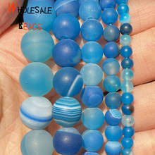 Natural Stone Beads 4/6/8/10/12mm Dull Polish Matte Blue Stripe Agates Round Beads for Jewelry Making Diy Bracelets Accessories 2024 - buy cheap