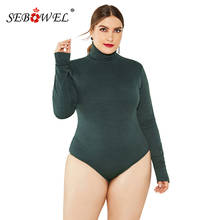Sebowel maiô feminino casual de manga longa, gola alta, de malha, para outono, camisa inferior plus size, tops body 2024 - compre barato