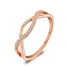 Trendy Titanium Stainless Steel Geometric Cross Ring Mosaic CZ Crystal Rose Gold Wedding Ring Jewelry For Women R19084 2024 - buy cheap