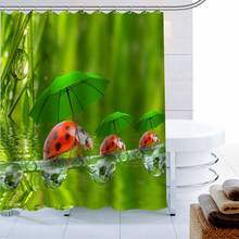 Custom Water Ladybug Curtain Waterproof Fabric Bath Curtain 180X180cm Polyester Fabric Bathroom Curtain 2024 - buy cheap
