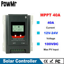 Controlador Solar MPPT de 40A, 12V, 24V, carga inalámbrica Compatible con Bluetooth, baterías de Gel líquido de litio e inundación y pantalla LCD 2024 - compra barato