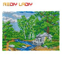 Latch Hook Rug Country Cottage Chunky Yarn Tapestry Kits Crocheting Cushion Mat DIY Carpet Rug Needlework Hobby & Crafts 87*58cm 2024 - buy cheap