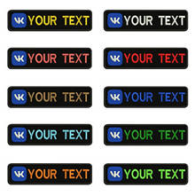 Logotipo de VK, Parche de texto personalizado bordado con nombre, insignia de rayas, planchado o parches de respaldo de Velcro para ropa, mochila, sombrero, 10x2,5 cm 2024 - compra barato