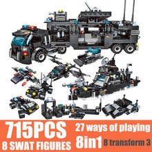 Juego de bloques de construcción modelo SWAT para niños, juguete de ladrillos para armar camión de policía, serie City, ideal para regalo, 715 piezas 2024 - compra barato