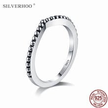 SILVERHOO Authentic 925 Sterling Silver Water Drop Round Beads Finger Rings For Women Simple Engagement Jewelry Girlfriend Gift 2024 - buy cheap