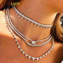 2021 new arrived high quality iced out bling 5A cz tennis choker necklace for women fashion oval shape cubic zirconia jewelry 2024 - buy cheap