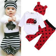 Newborn Toddler Infant Baby Boys Girls Romper Long Sleeve T-Shirt Tops Long Pants Hat 3PCS Outfits Set Casual Clothes 2024 - buy cheap