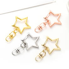 10pcs New Cute Star Pentagram Hollow Key Chain Key Ring keychain DIY Accessories Lobster Clasp Jewelry Findings Wholesale 2024 - buy cheap