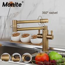 Monite Antique Brass Swivel Kitchen Faucet 360 Rotatable Swivel Spout Black Kitchen Vessel Sink Faucet Mixer Tap Solid Brass 2024 - buy cheap